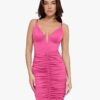 Bluetag Shapewear Plunging V Ruched Bodycon Mini Dress