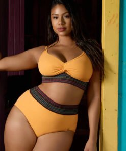 Boho Trim High Waist Tummy Control Bikini Set