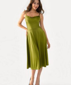 Shapewear Strappy Cowl Neck Fit & Flare Midi Dress
