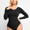 Shapewear Seamless Modal Long Sleeve Henley Bodysuit