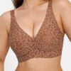 Seamless Wireless Jelly Leopard Contour Minimizer Support Bra
