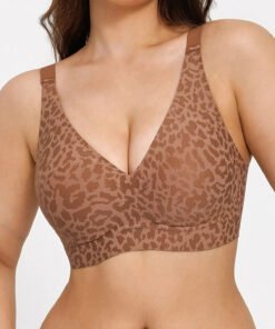 Seamless Wireless Jelly Leopard Contour Minimizer Support Bra